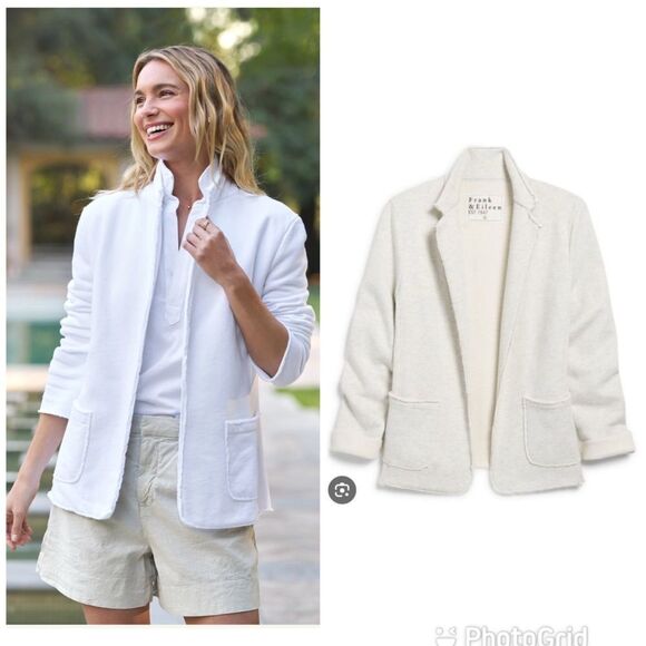 NEW Frank & Eileen Dublin Blazer Sweatshirt Triple Fleece Gray Melange Small